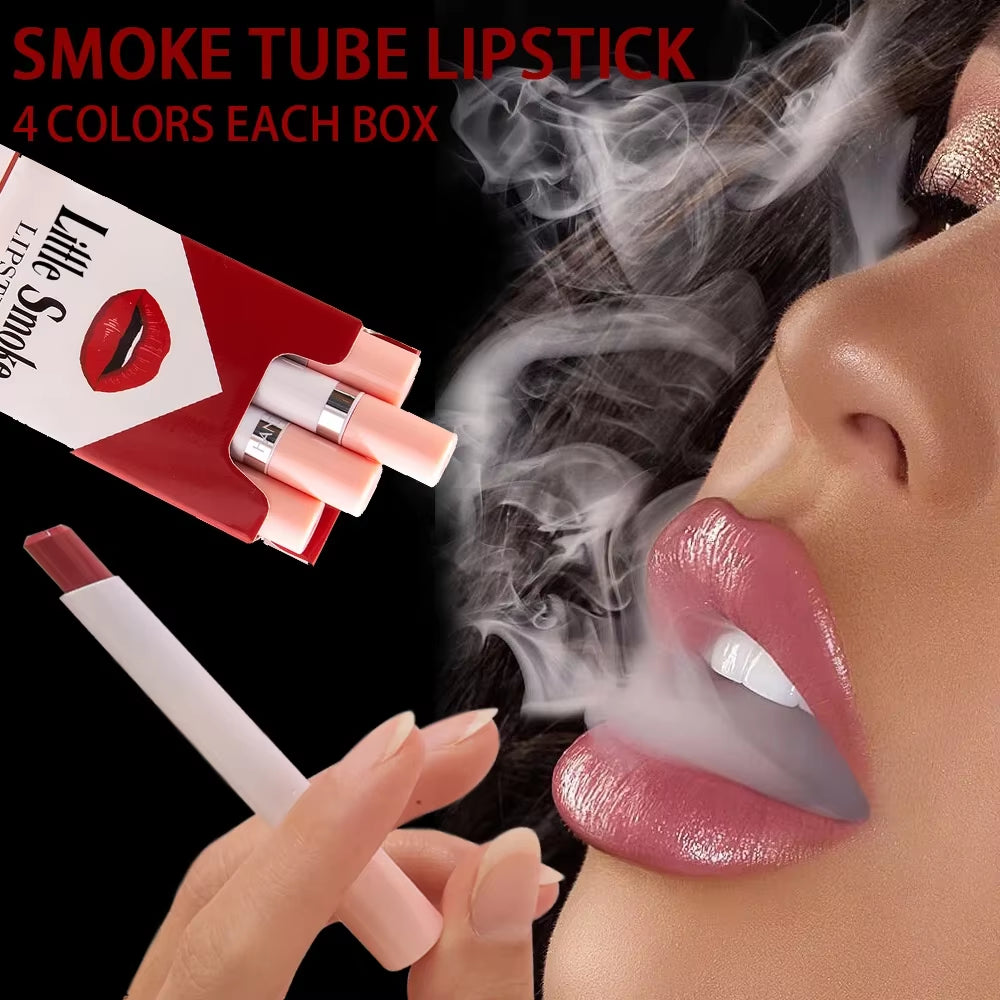 Creative Cigarette Lipstick Set 4 Colors Matte Long Lasting Waterproof Matt Lip Stick Tube Nude Red Lips Makeup